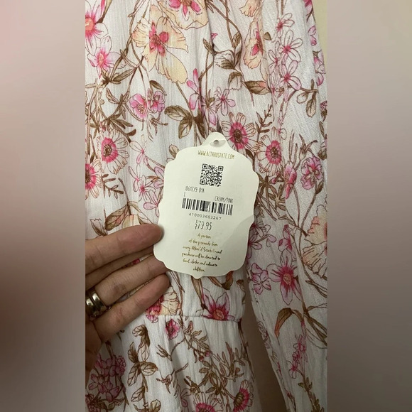 NWT Altar’s State Floral High Neck Tiered Long Bell Sleeve Dress Size Large - Picture 5 of 11